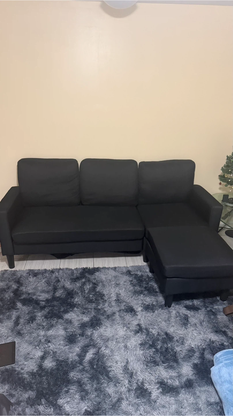Black Sectional Sofa with Ottoman - photo 4