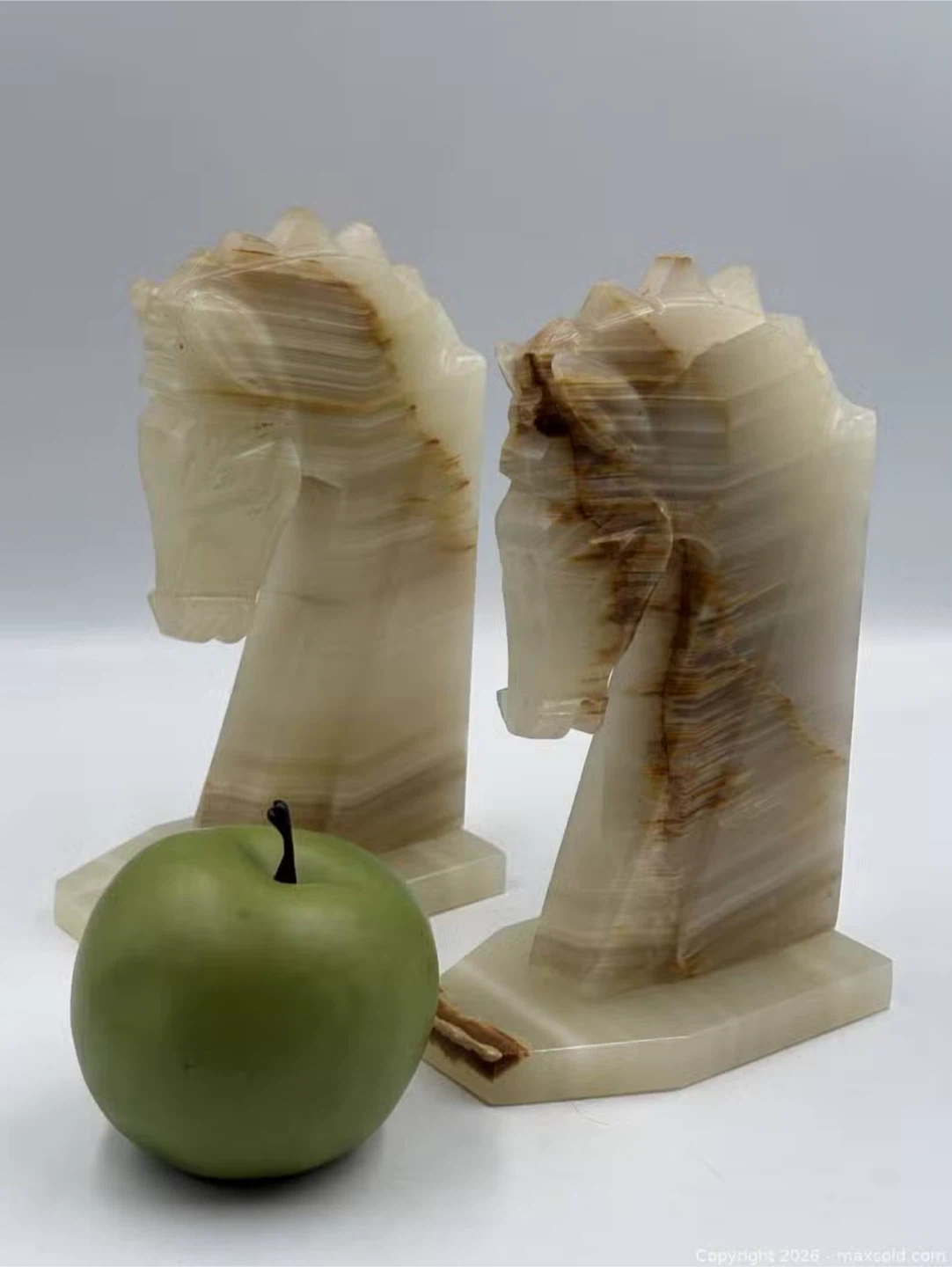 Vintage Onyx Horse Head Bookends