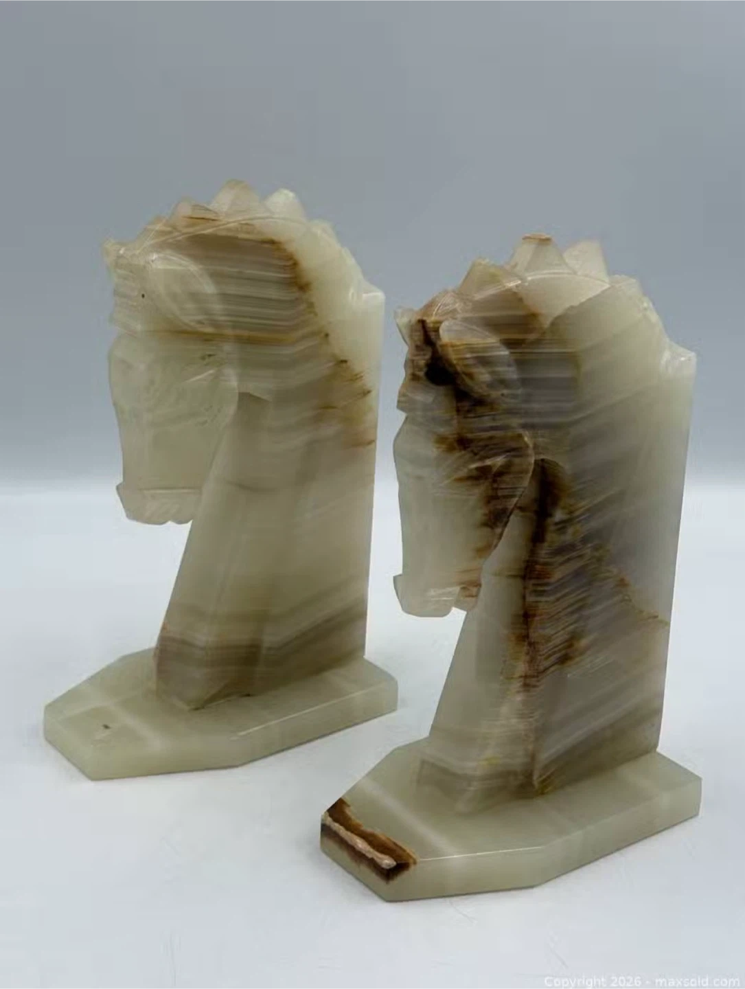Vintage Onyx Horse Head Bookends - photo 2