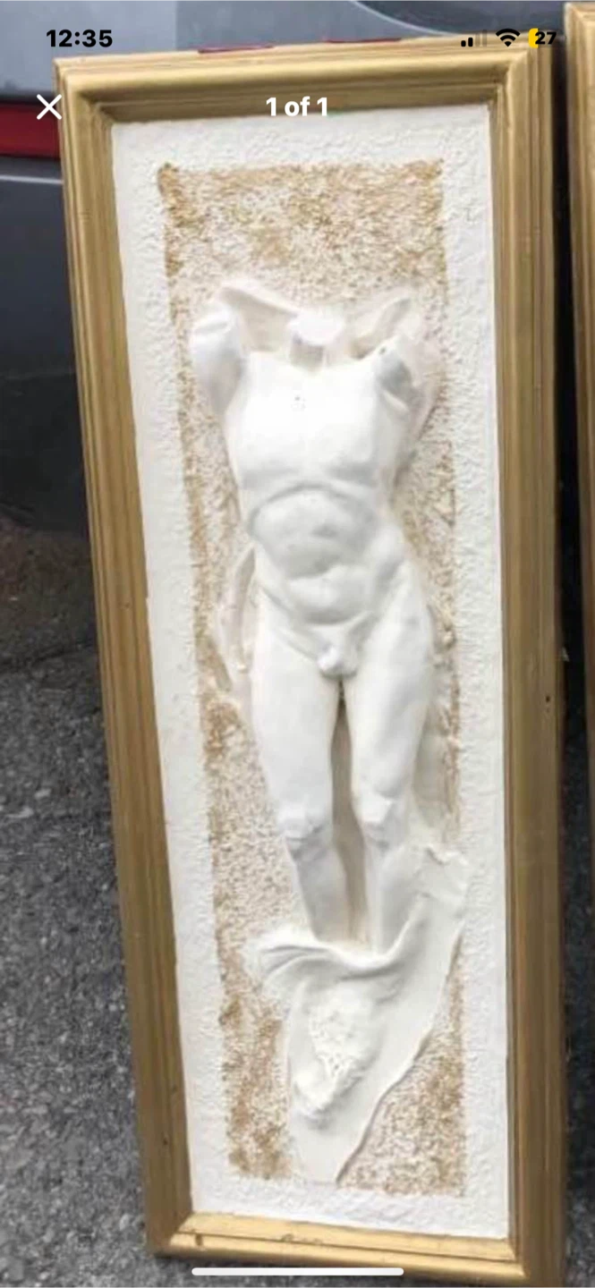 Framed Plaster Wall Art nude male