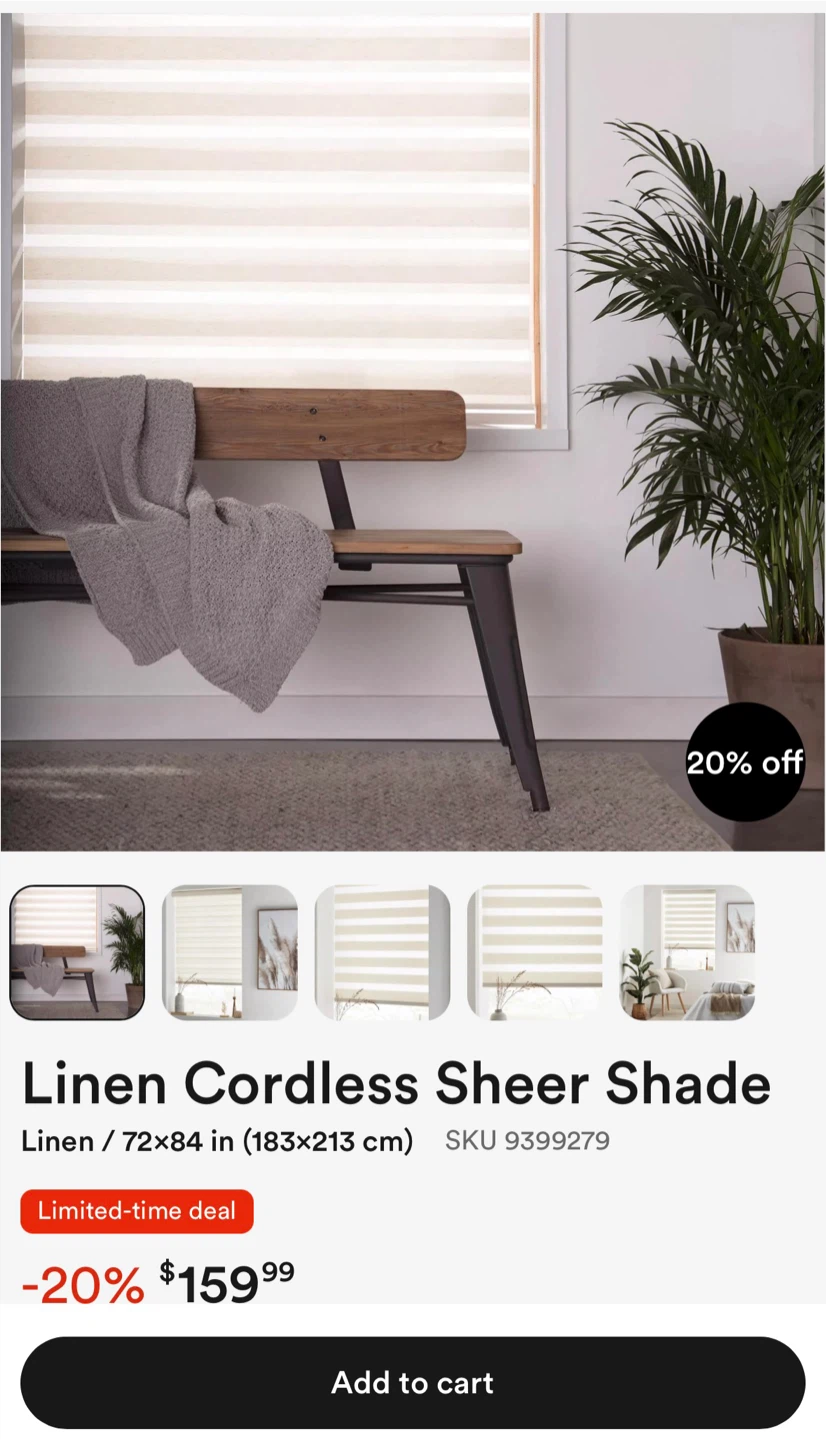 Bouclair Linen Cordless Sheer Shade Blind - New in Box! - photo 4