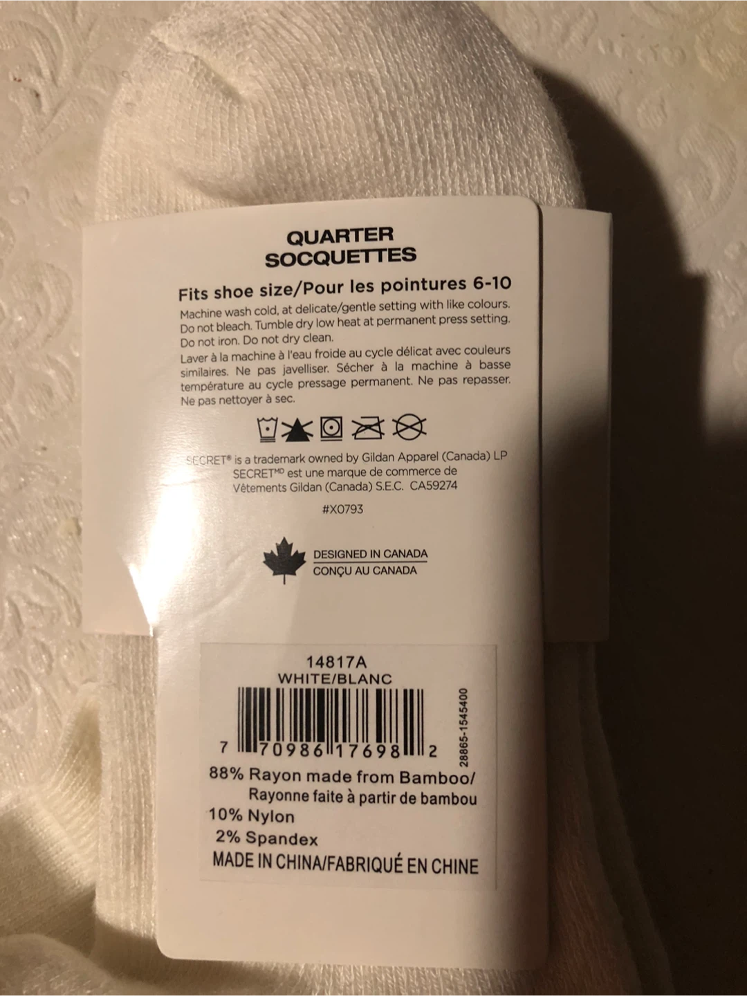 Secret Cotton Comfort Quarter Socks, Size 6-10 - photo 2