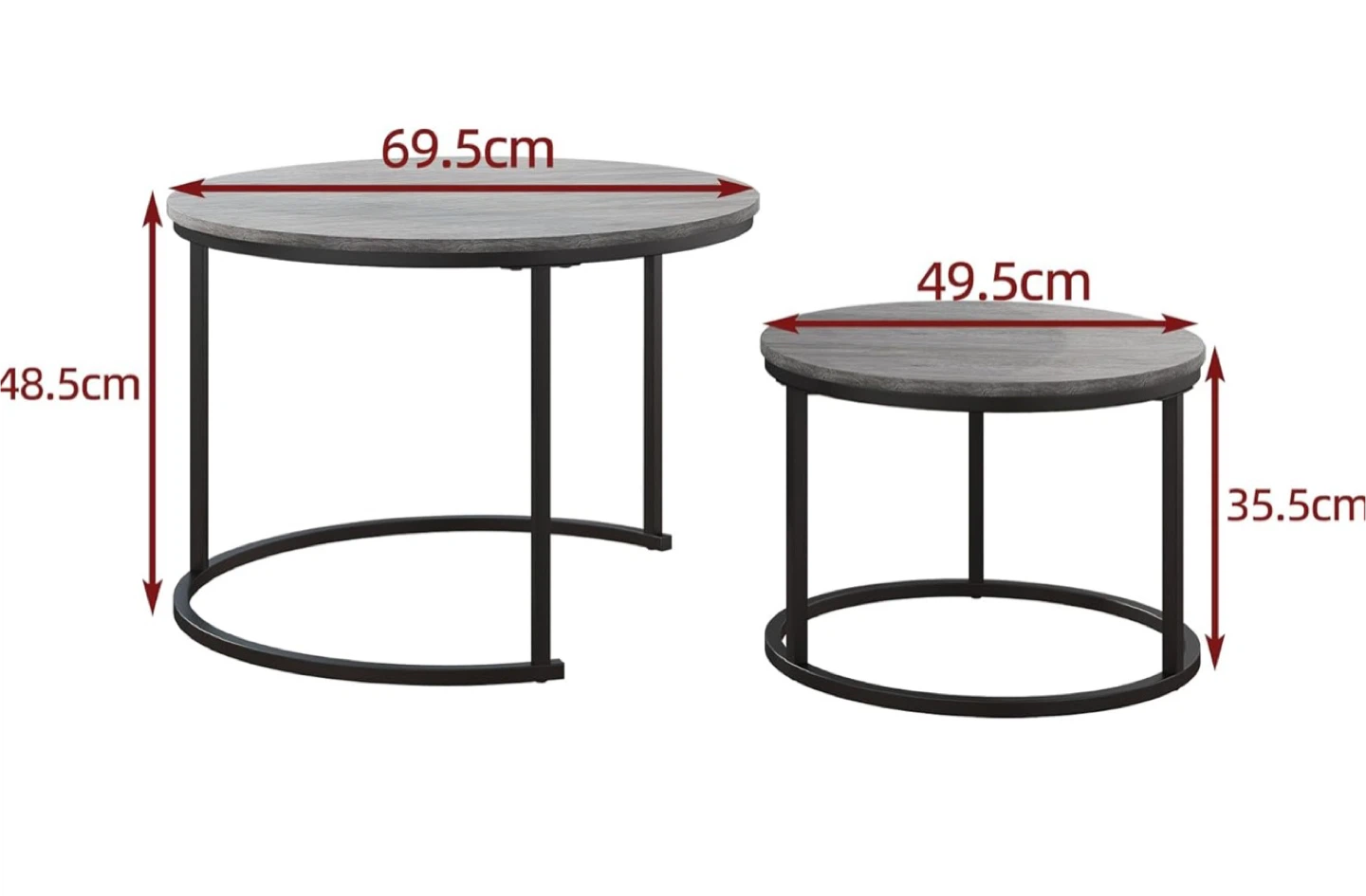 New in Box  Industrial Round Coffee Table Set of 2 - photo 2