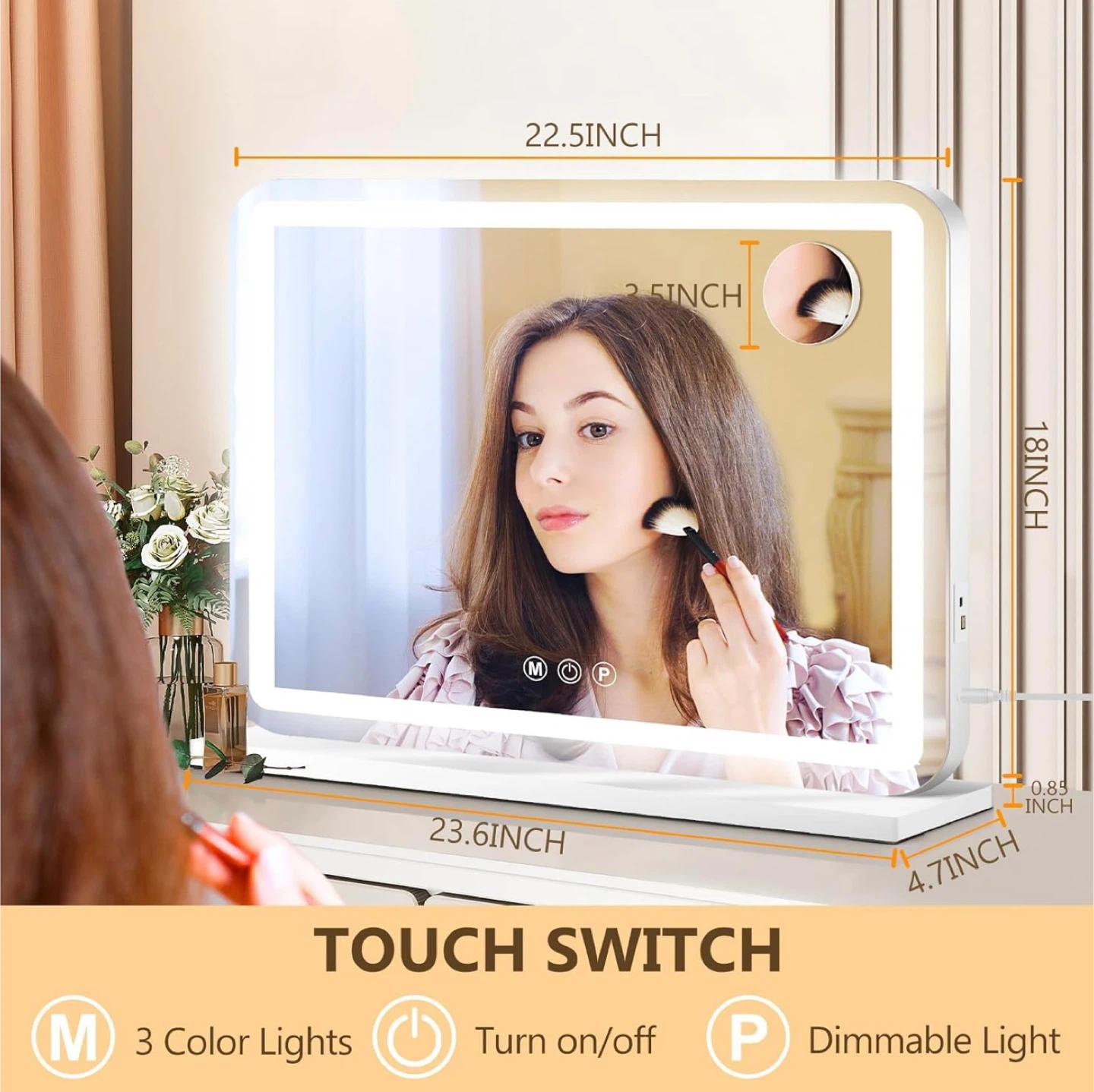 New in Box 23" x 18" Vanity Mirror with LED Lights - photo 2