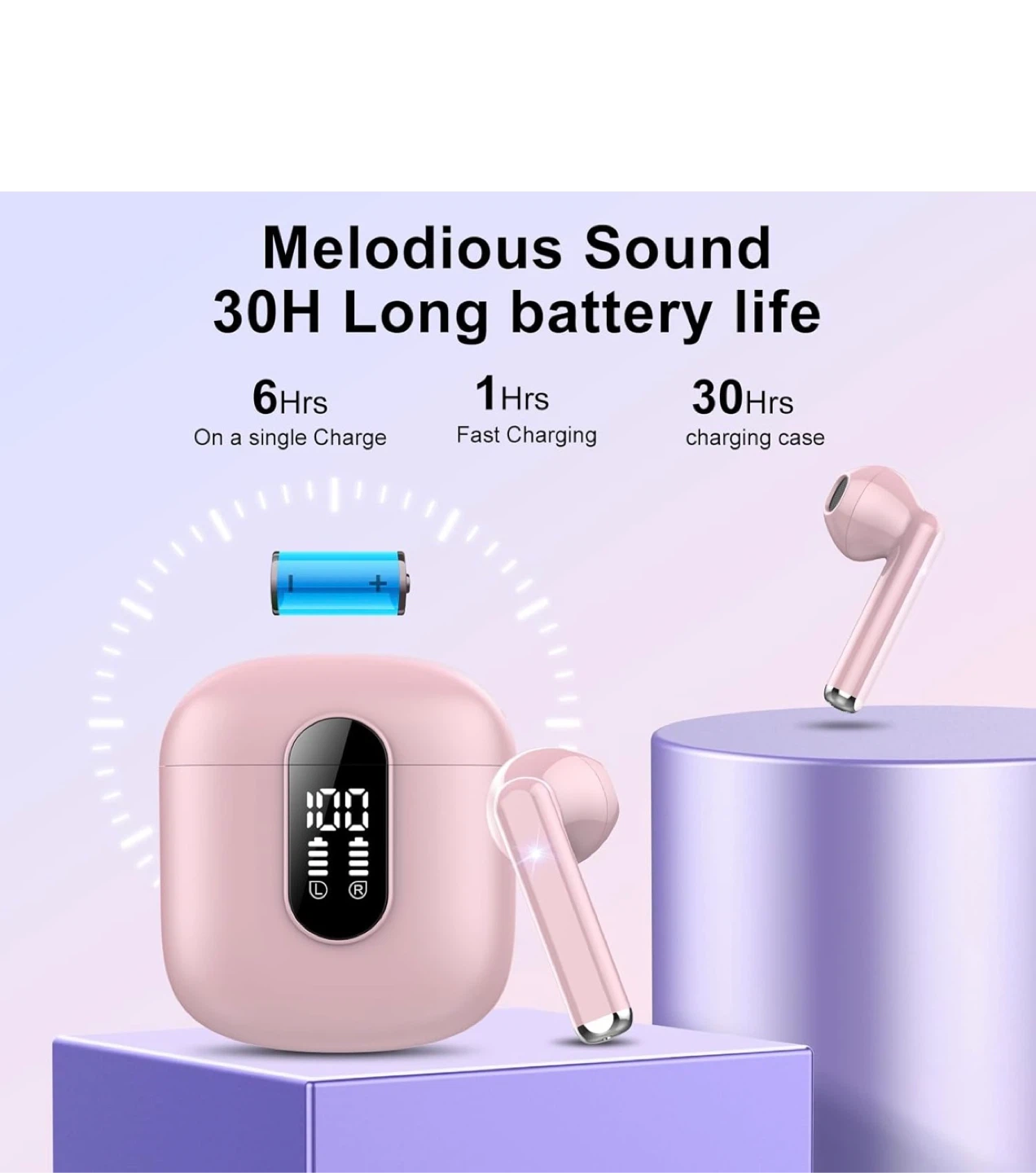 Pink Wireless Earbuds - Bluetooth 5.3 - photo 5