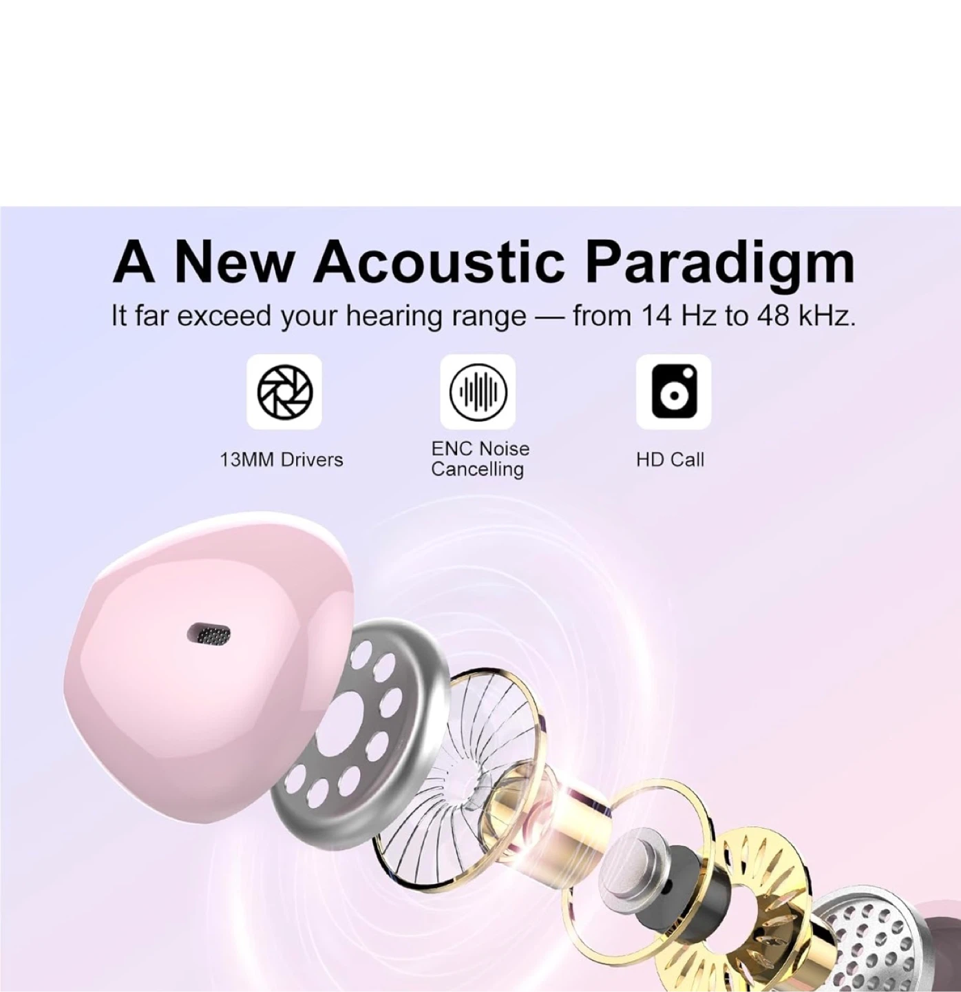 Pink Wireless Earbuds - Bluetooth 5.3 - photo 3