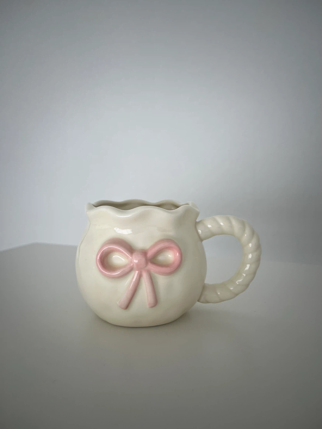 🎀 Cute Ceramic Mug with Pink Bow