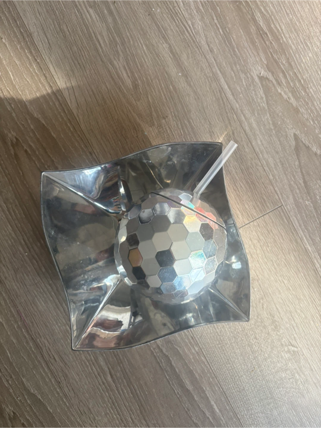 Disco Ball Cup with Straw & Silver bowl - photo 3