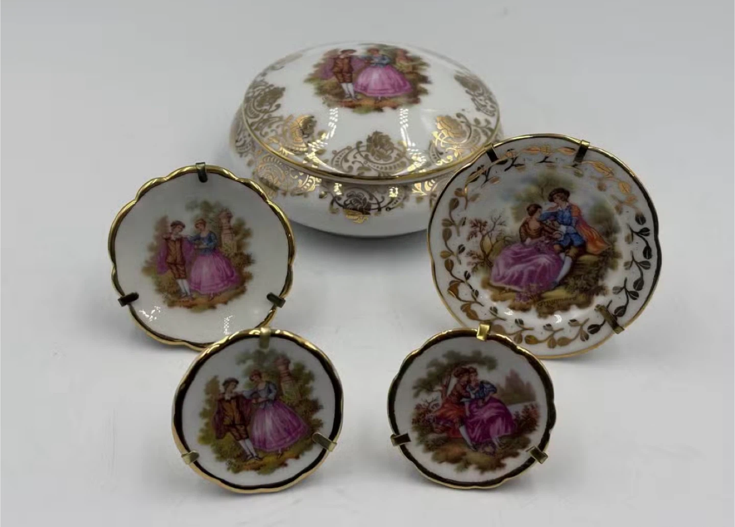 Fragonard Limoges France Trinket Dishes & Box
