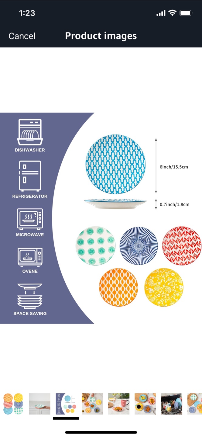 Ceramic Dessert Plates Set - Mini 6 Inch - Assorted - photo 3
