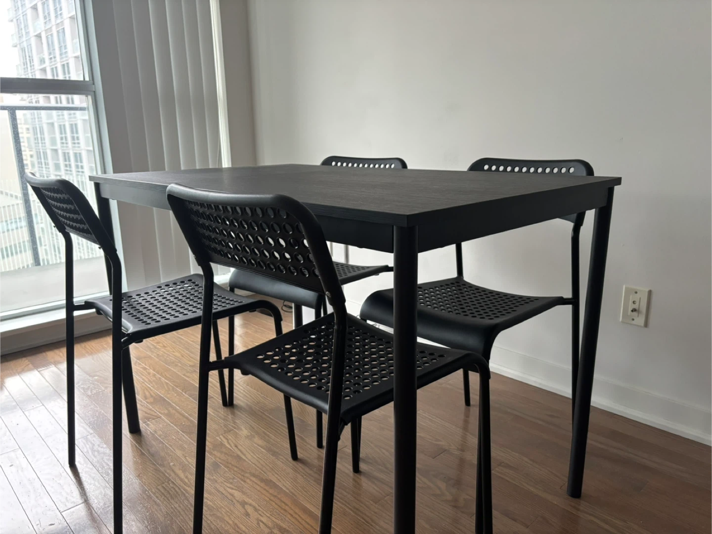 IKEA Black Dining Table with 4 Chairs - photo 2