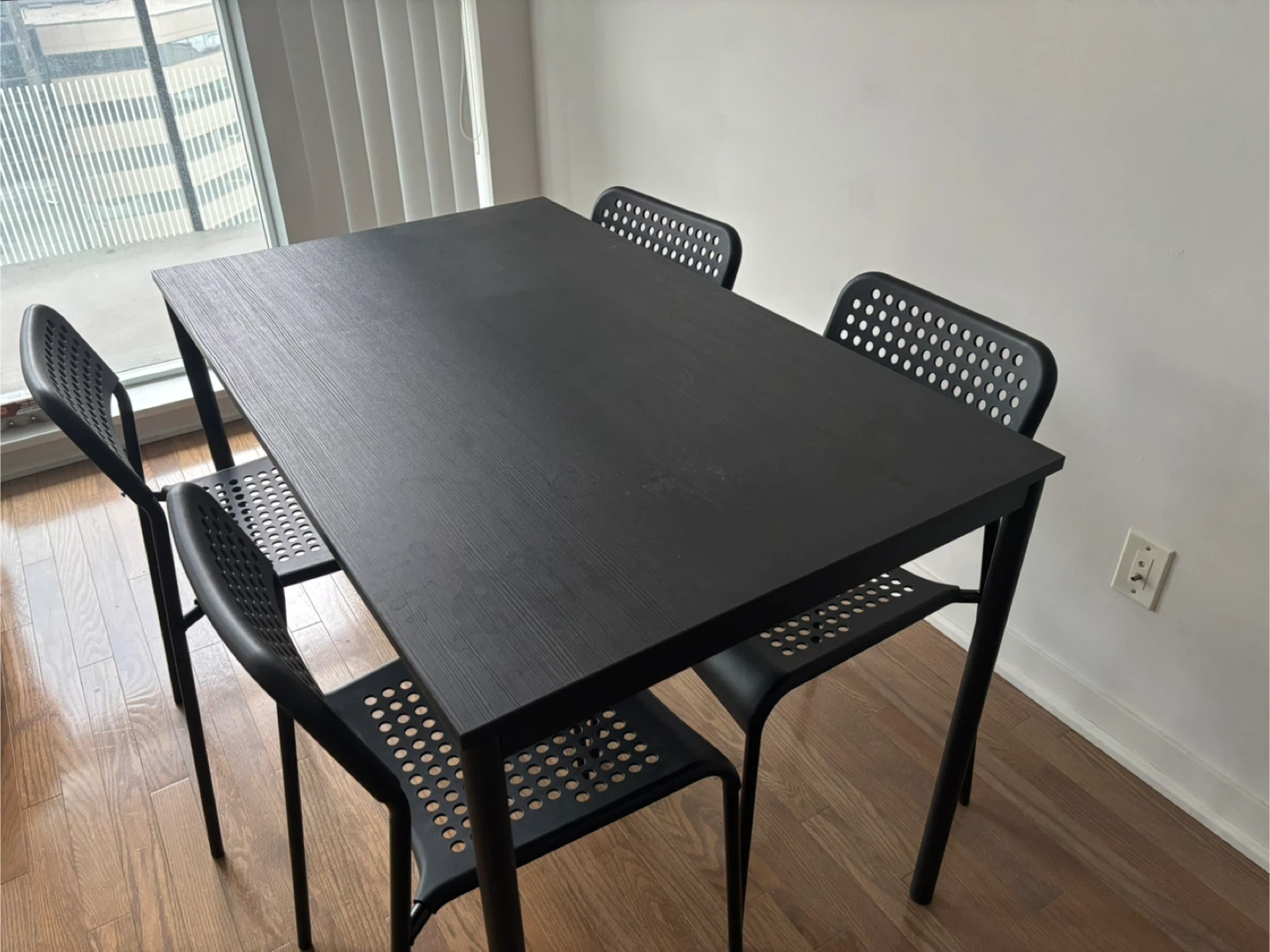 IKEA Black Dining Table with 4 Chairs