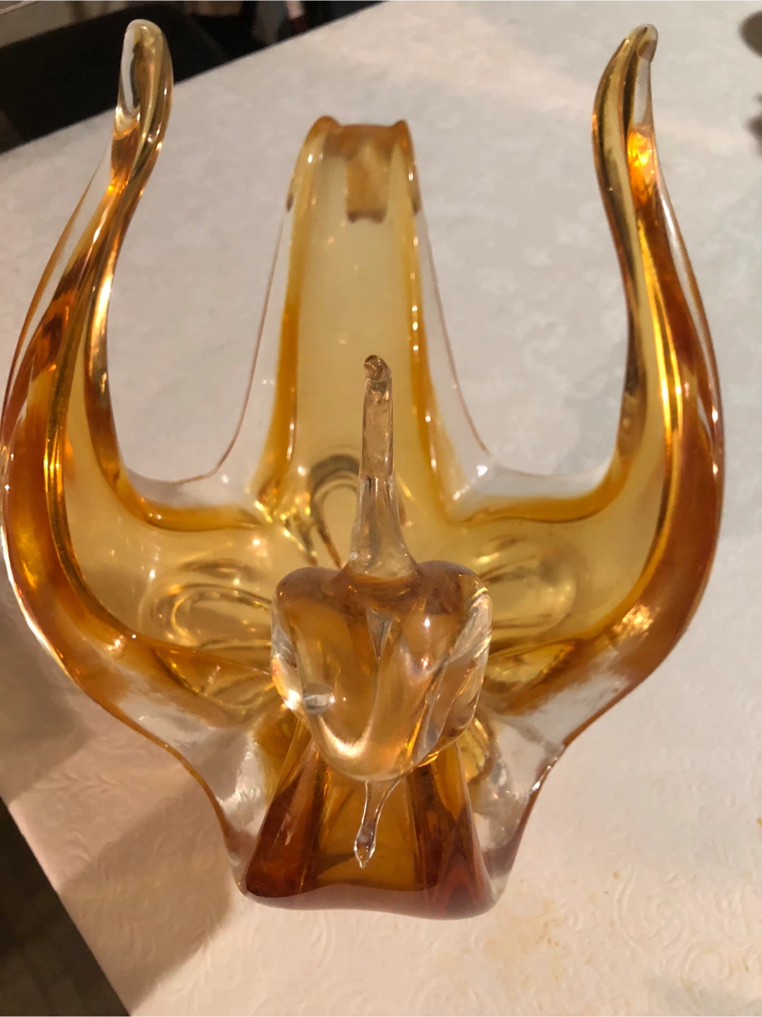 Vintage Amber Glass Swan Vase - photo 2
