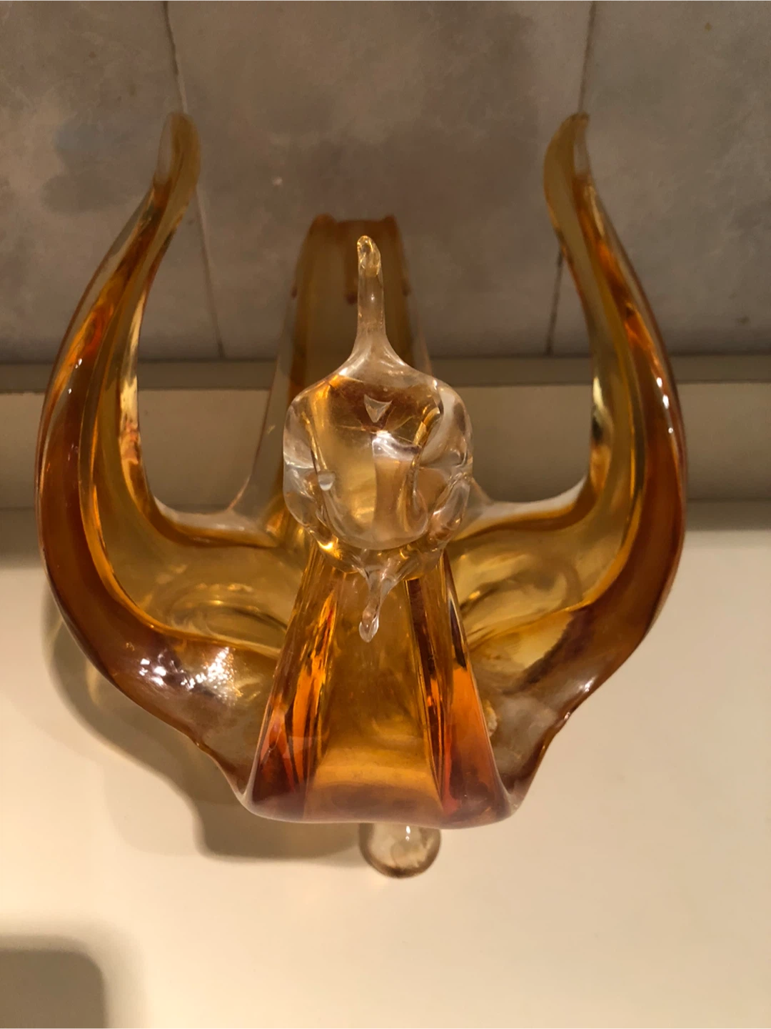 Vintage Amber Glass Swan Vase