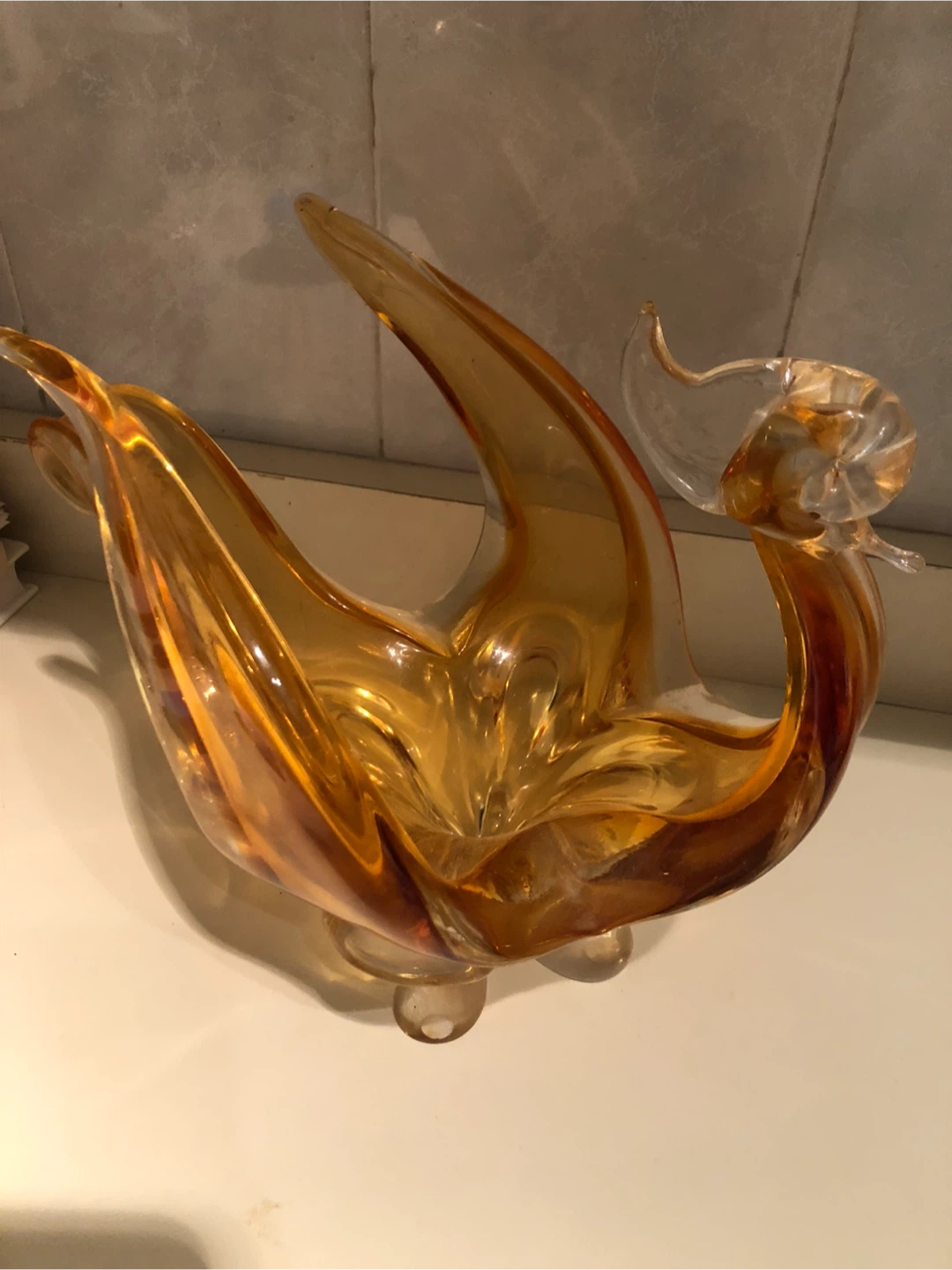 Vintage Amber Glass Swan Vase - photo 3