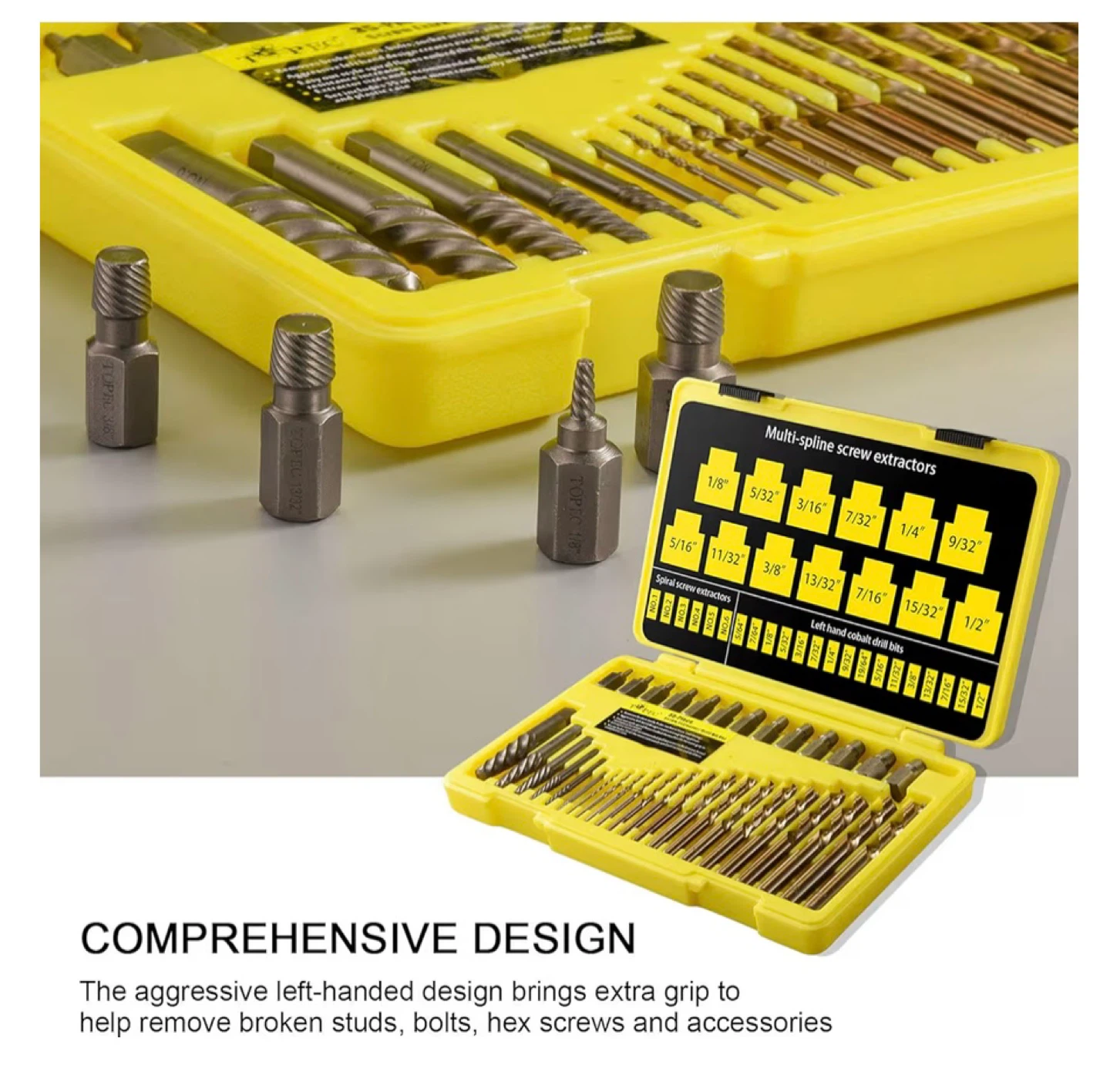 Topec 35-Piece Screw Extractor and Left Hand Drill Bits Set - photo 5