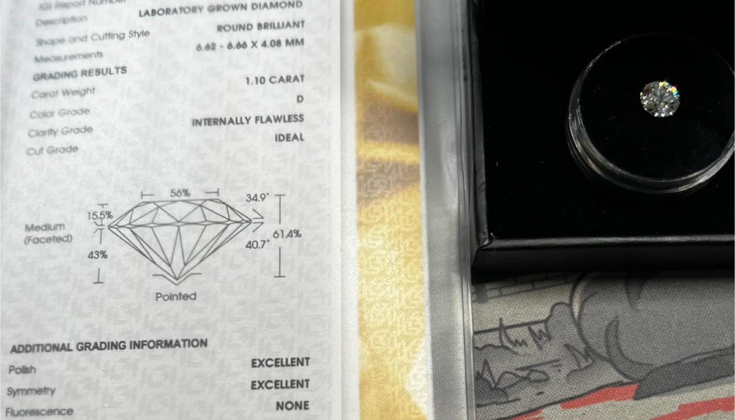 1.10 Carat Lab Grown Diamond - Round Brilliant - photo 3