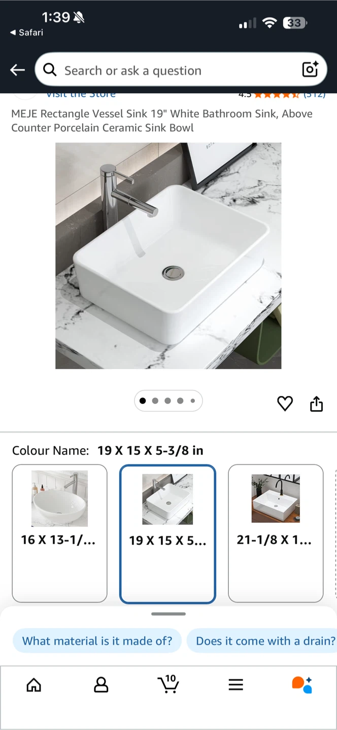 MEJE Rectangle Vessel Sink 19x15x5-3/8 in - photo 2