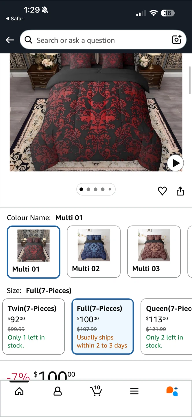 Erosebridal Gothic Damask 7-Piece Full Bedding Set - photo 2