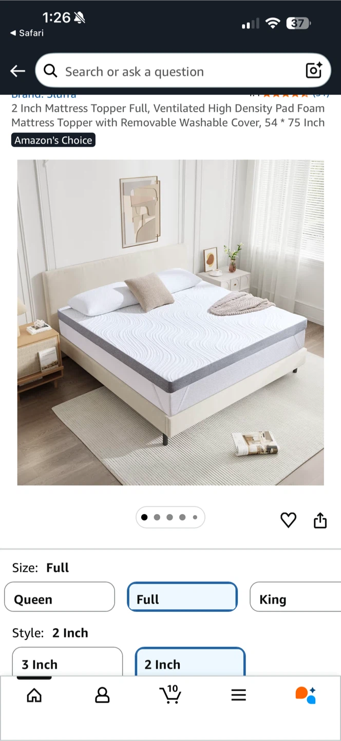 Full Size 2 Inch Mattress Topper