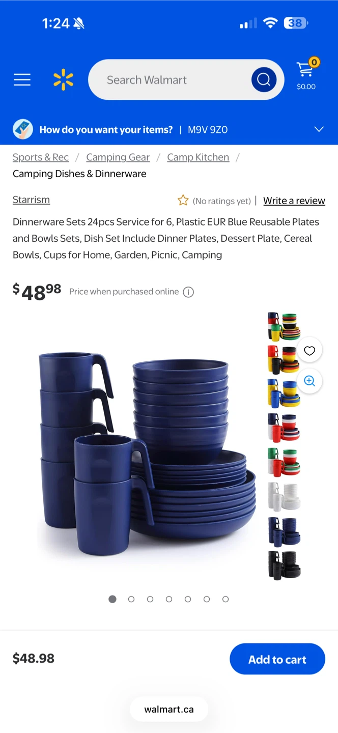 Starrism 24-Piece Blue Camping Dishes Set