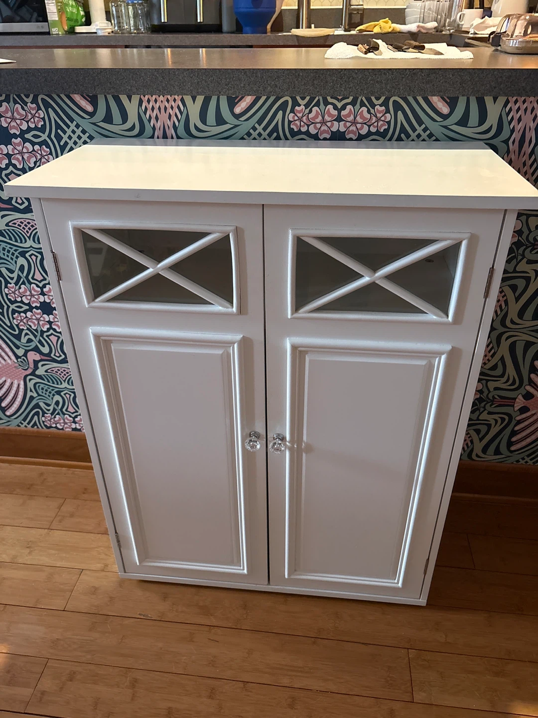 White Cabinet with Glass Doors