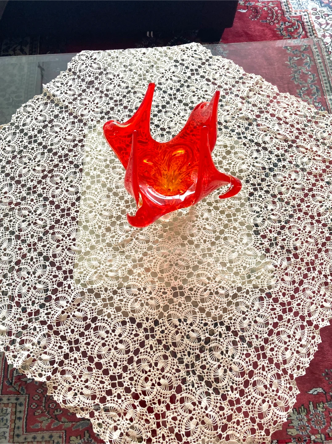 Handmade Crochet Lace Tablecloth 33”x33”