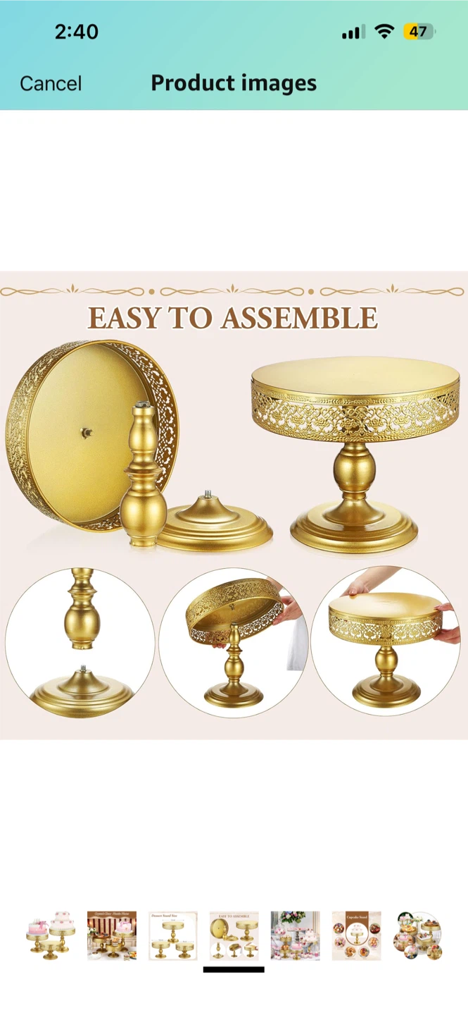 Gold Cake Stands - 3 Tier Set - photo 3