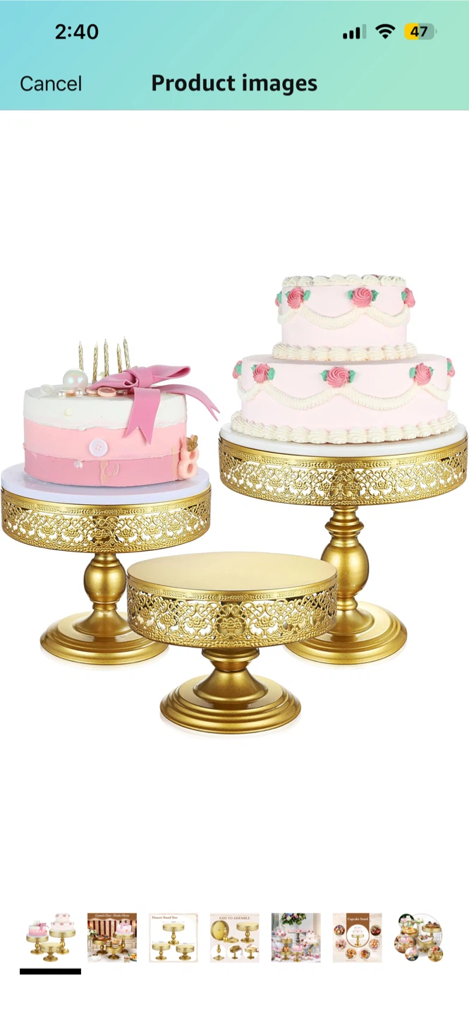 Gold Cake Stands - 3 Tier Set - photo 2