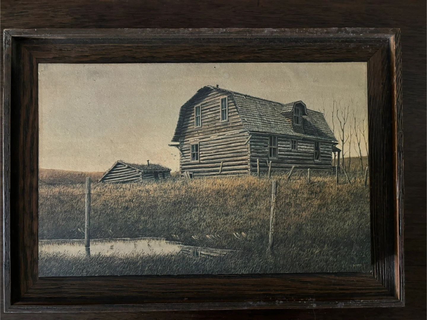 Framed Len Gibbs Alberta Homestead Prints