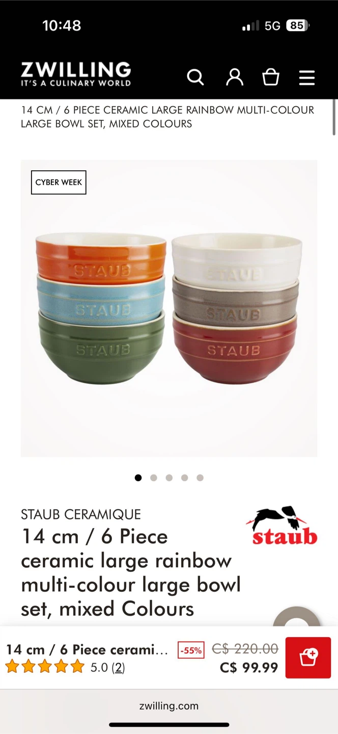Staub 12cm 6-Piece Bowl Set totally new, box unopened