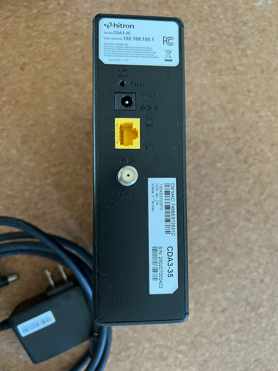 Hitron CDA3-35 Cable Modem - photo 3