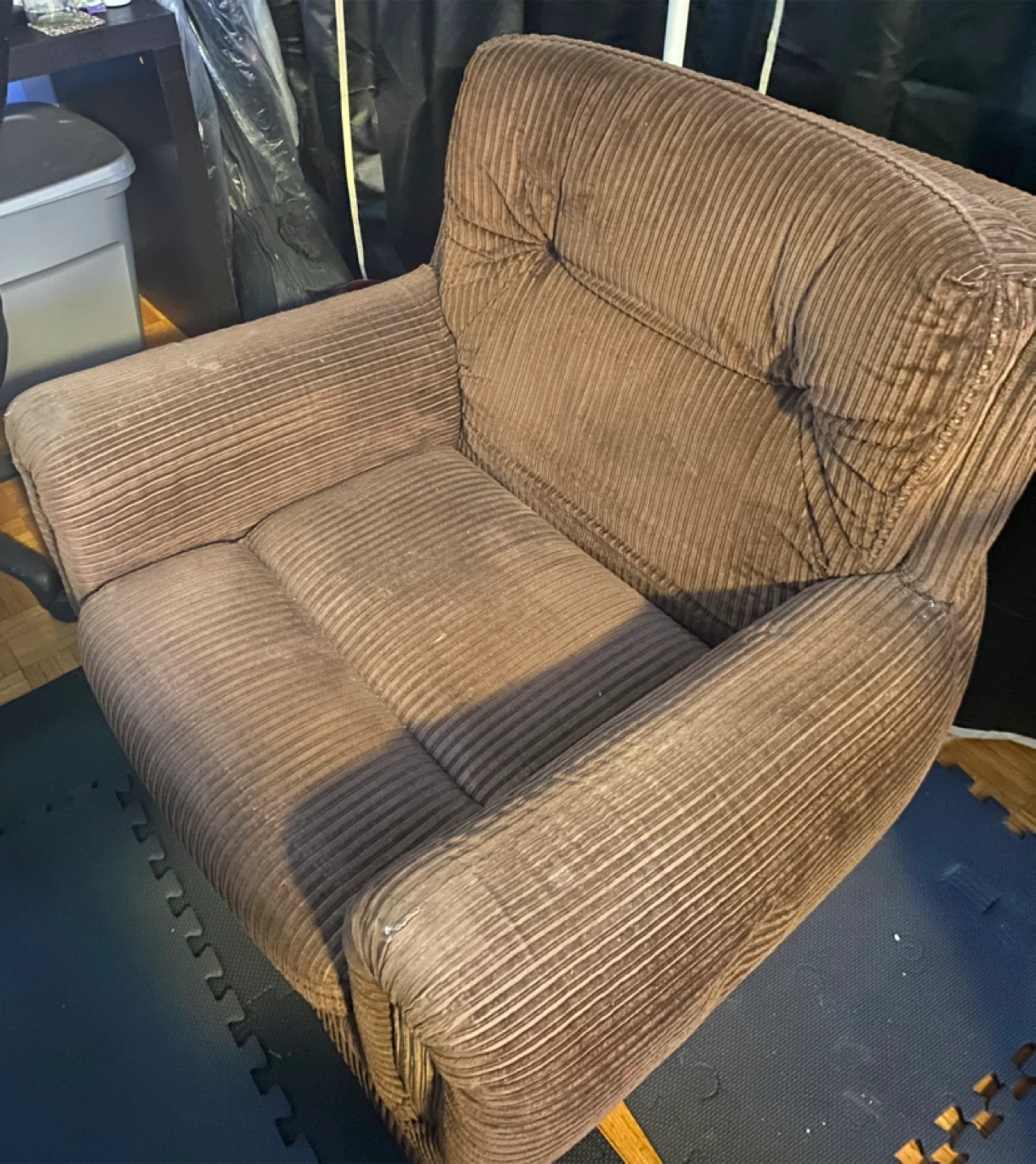 Brown Corduroy Armchair