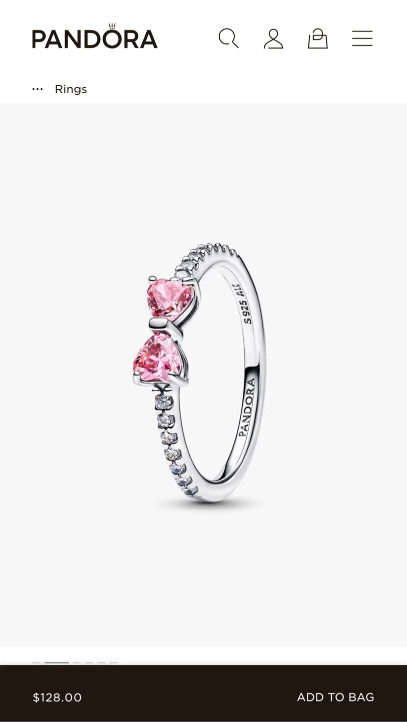 Pandora Pink Heart Bow Ring - photo 2