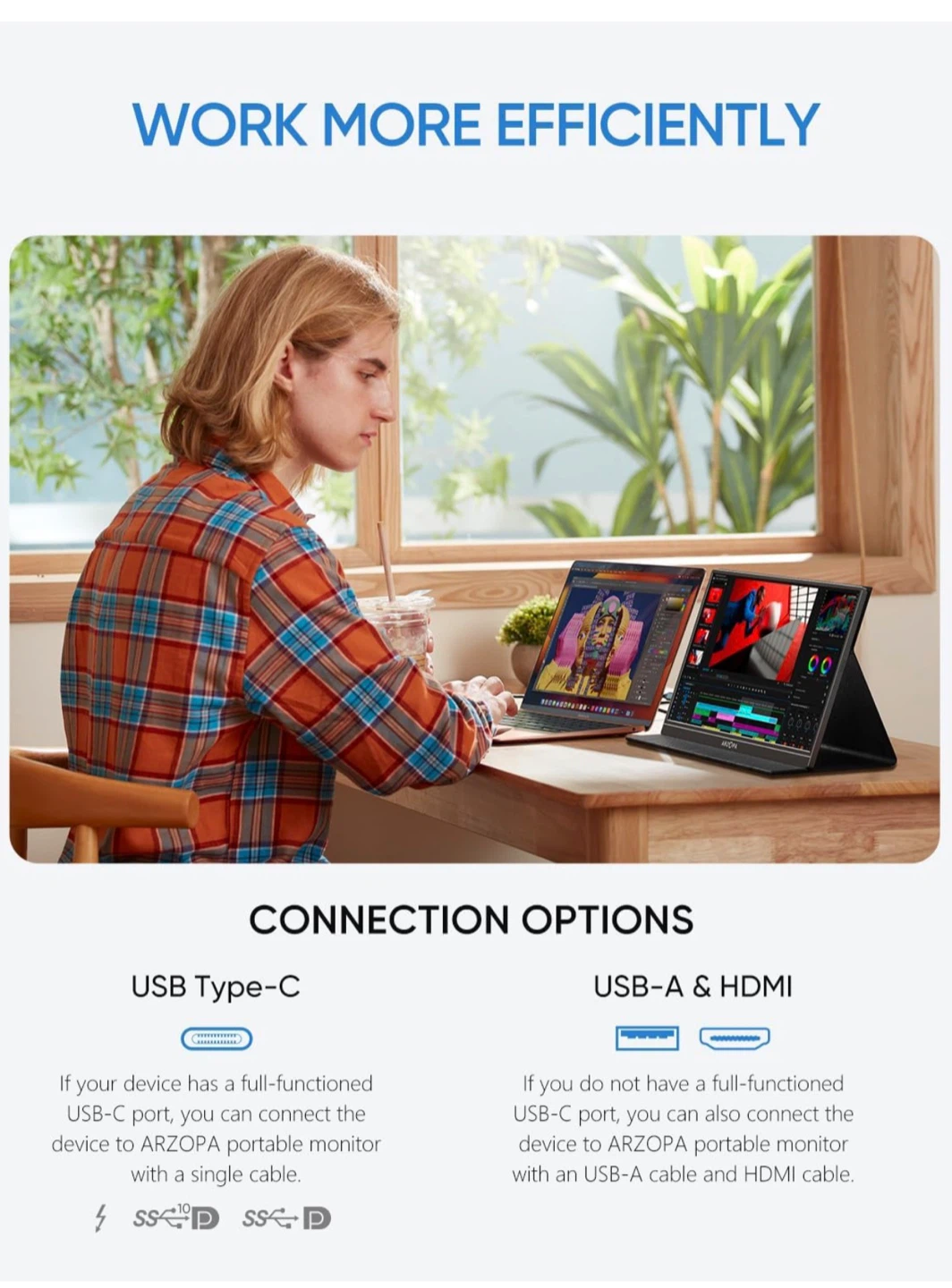ARZOPA 15.6" Portable Monitor - FHD 1080P - photo 4