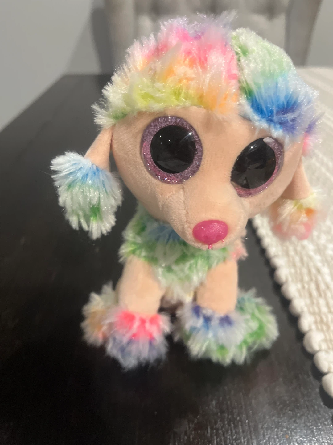 Ty Beanie Boo Poodle Rainbow Plush
