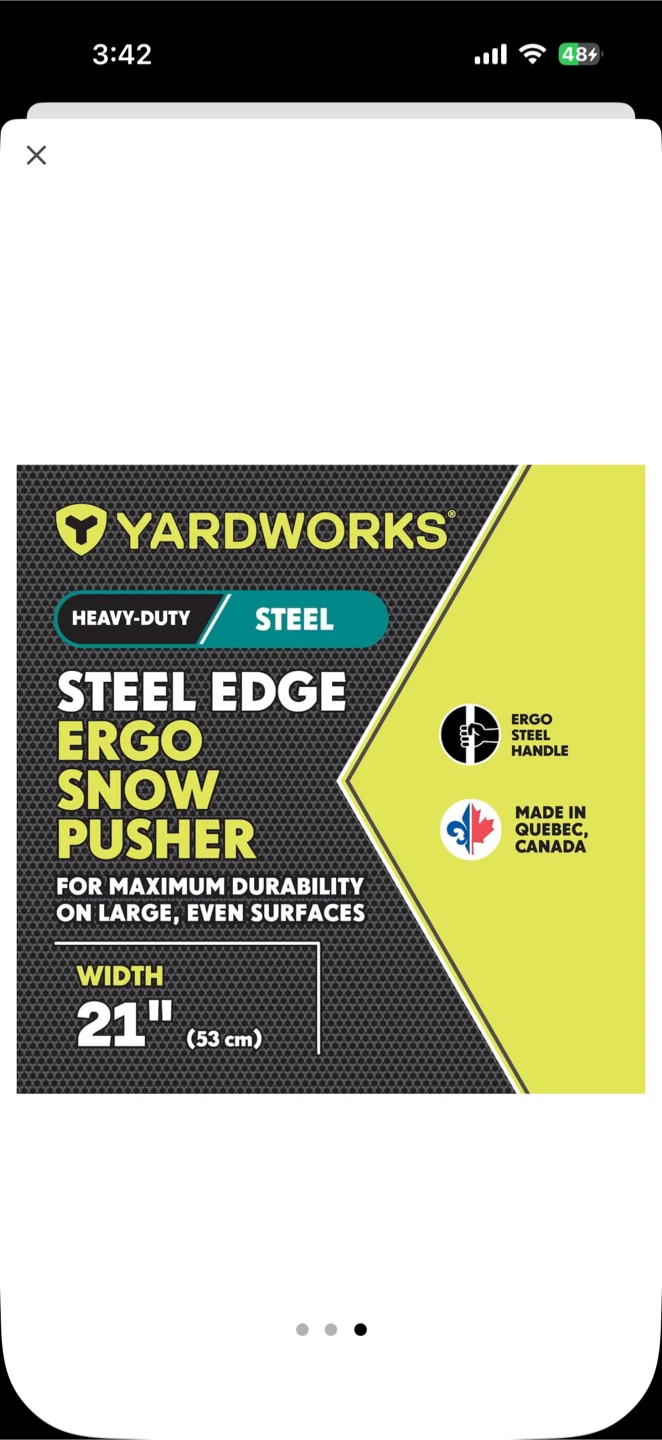 Yardworks Steel Edge Ergo Snow Pusher - 21 inch - photo 3