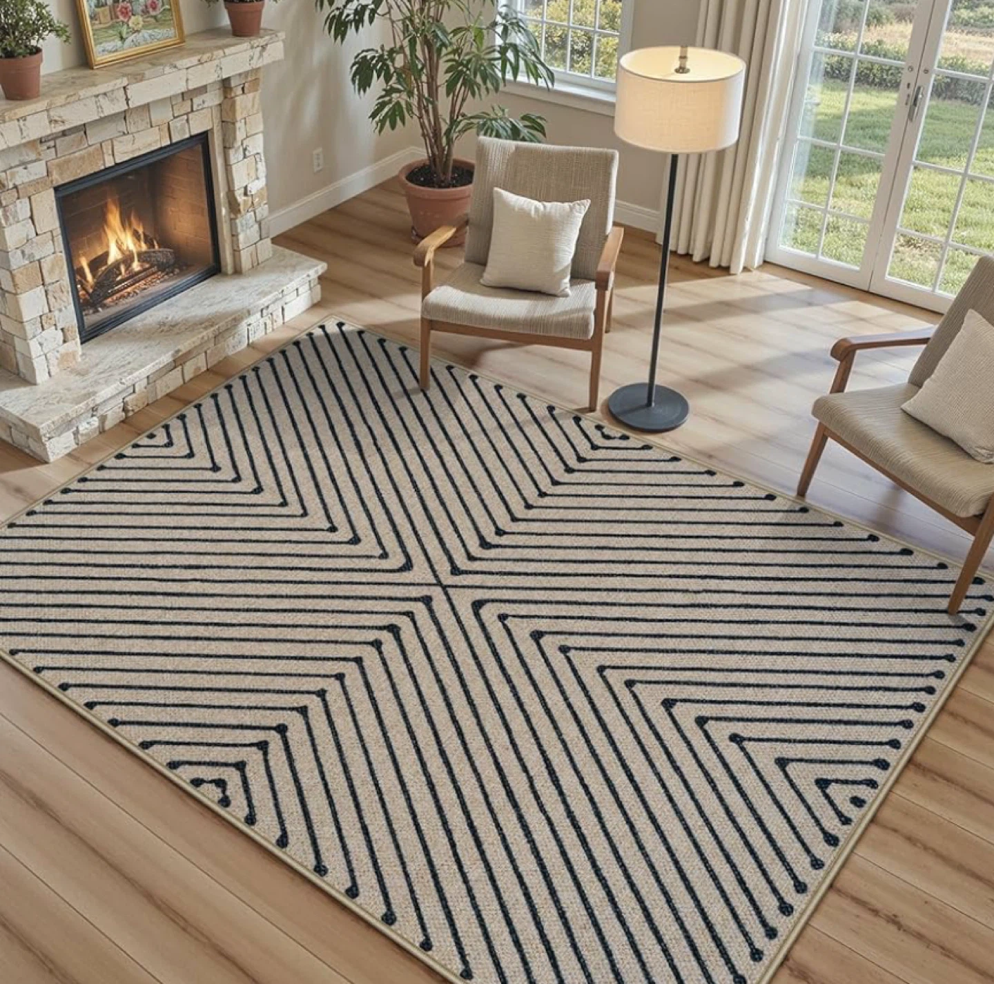 Area Rug for Living Room, 4x6 Modern Washable