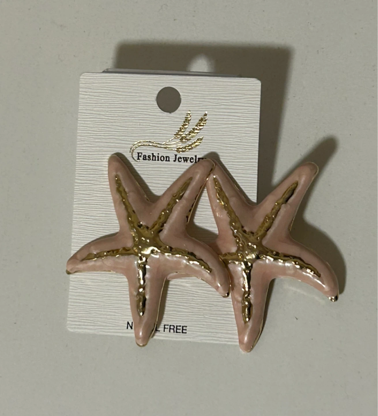 Starfish Fashion Earrings - Pink & Gold
