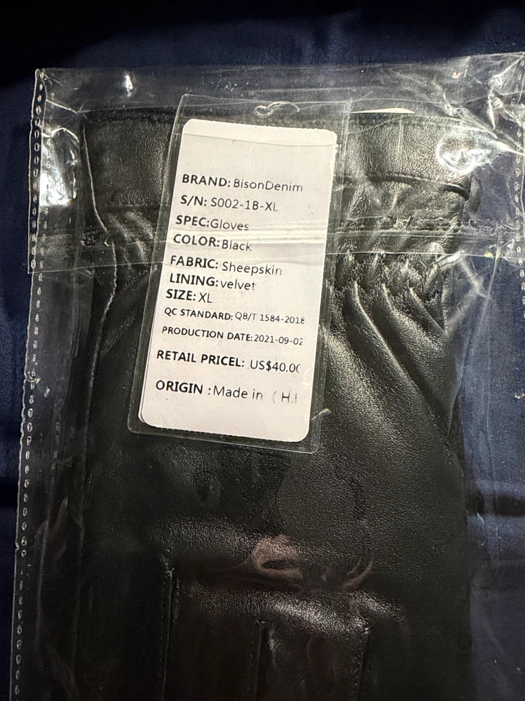 New Bison Denim Black Leather Gloves, XL - photo 2