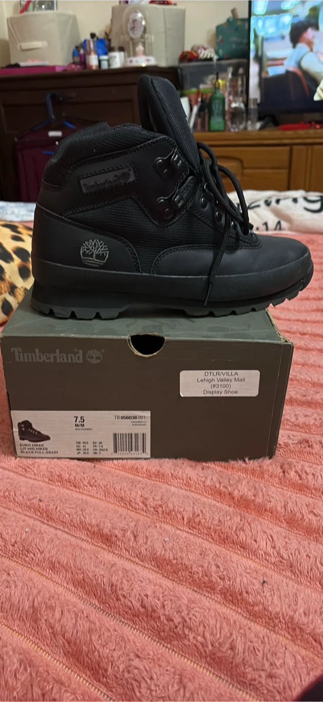 Timberland Euro Hiker Black Boots - Size 7.5