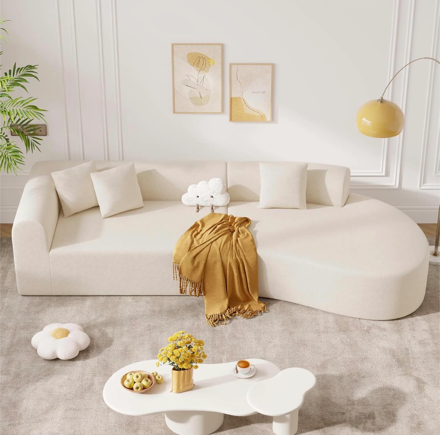 Modular Sectional Sofa with Curved Ottoman