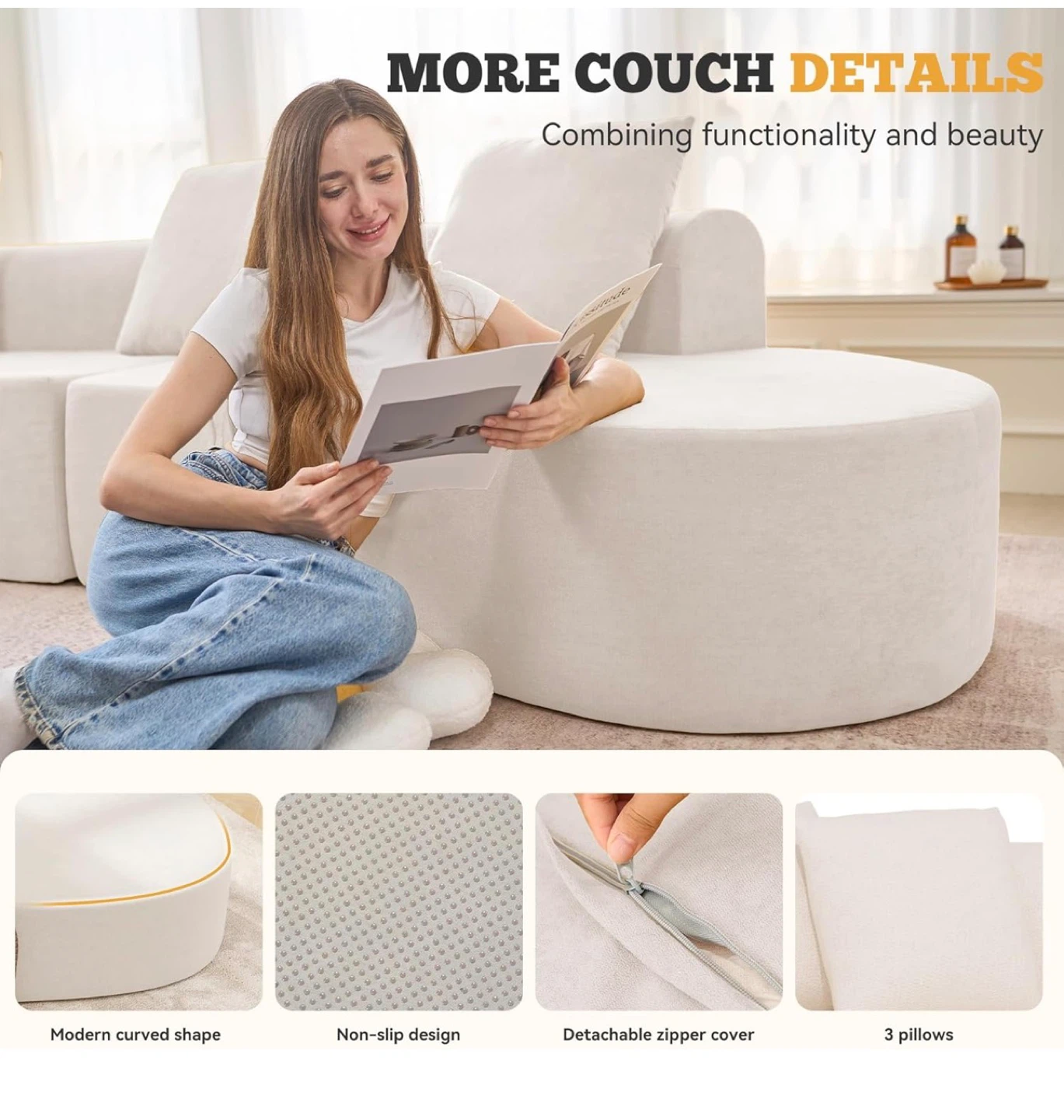 Modular Sectional Sofa with Curved Ottoman - photo 4