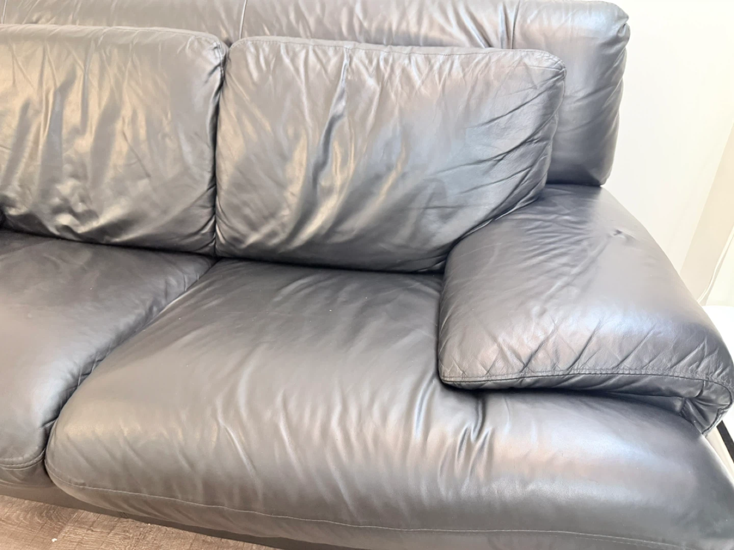 Black Leather Sofa - Two Seater - photo 2