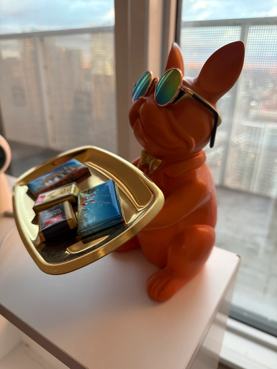 Orange French Bulldog Butler Statue