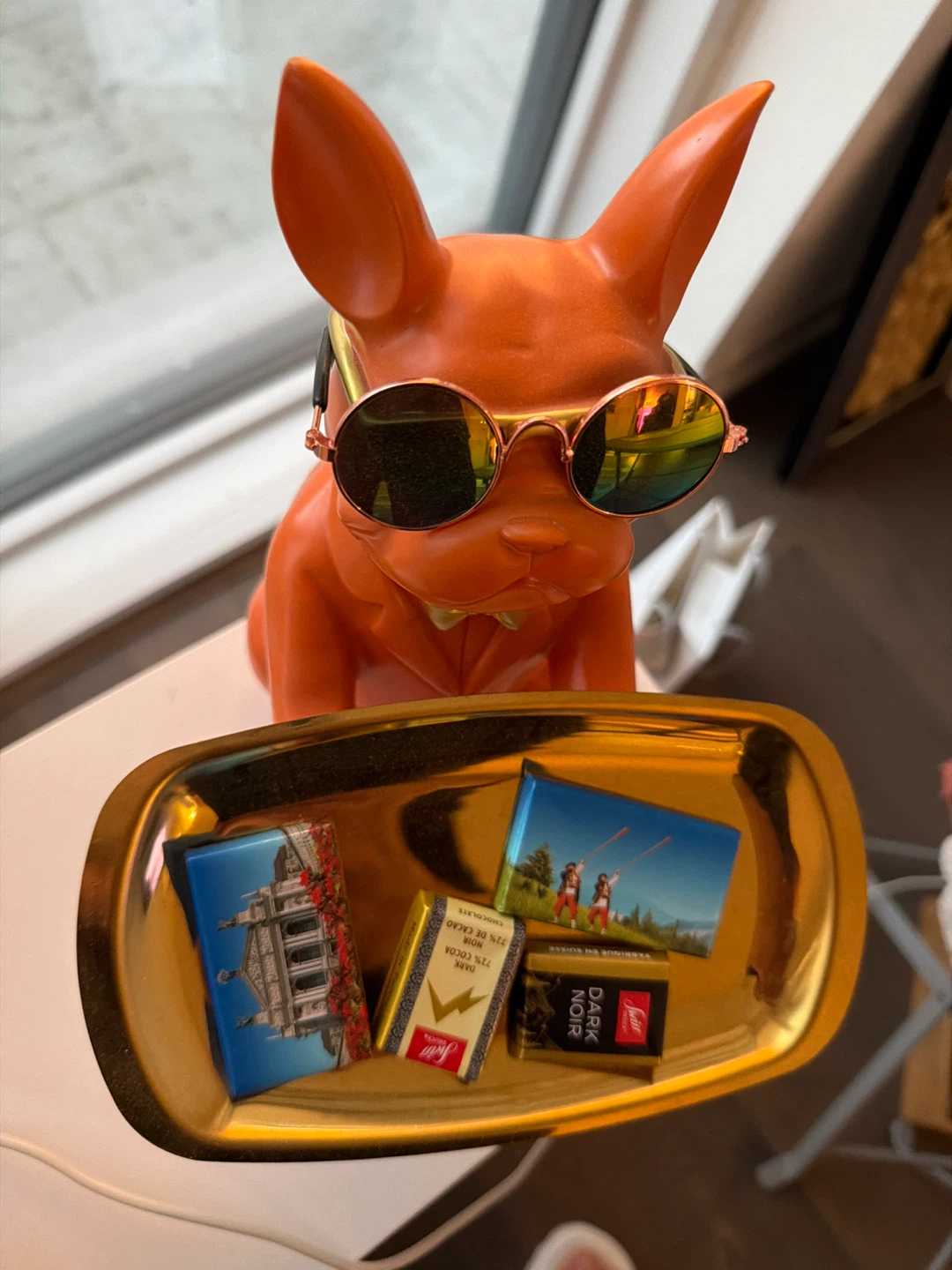 Orange French Bulldog Butler Statue - photo 3