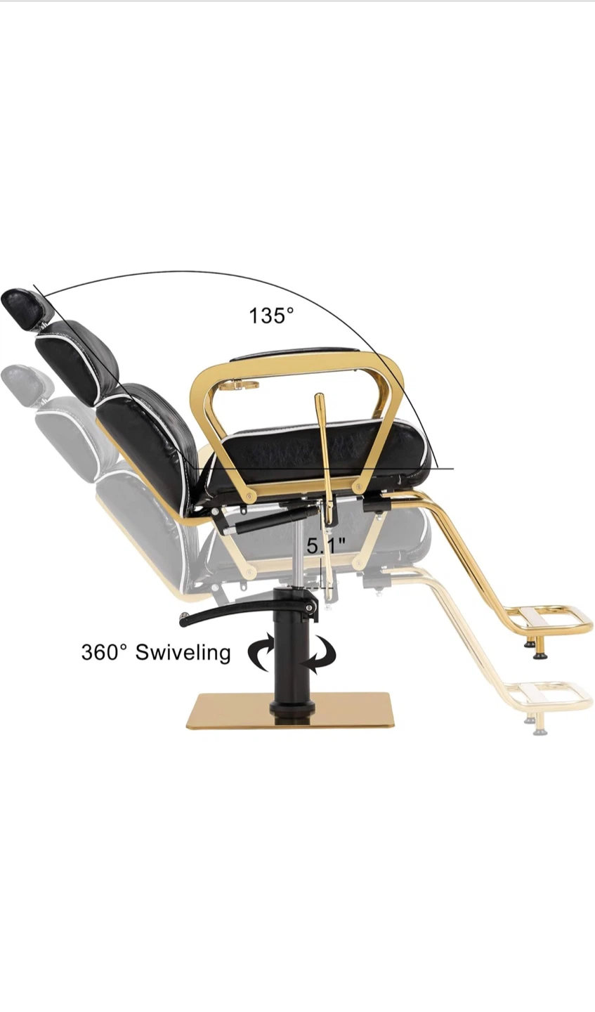 Black & Gold Barber Chair - Swiveling, Adjustable - photo 3