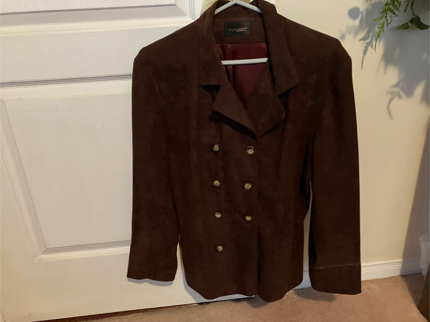 Dark brown suede-like jacket - size large