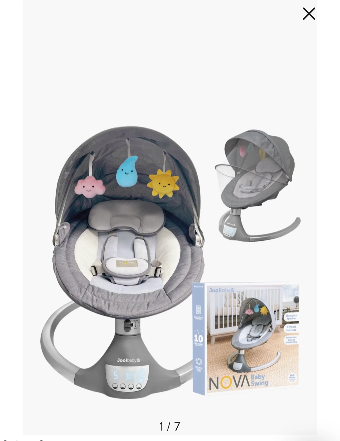 Joolbaby Nova Baby Swing - Gray - photo 4