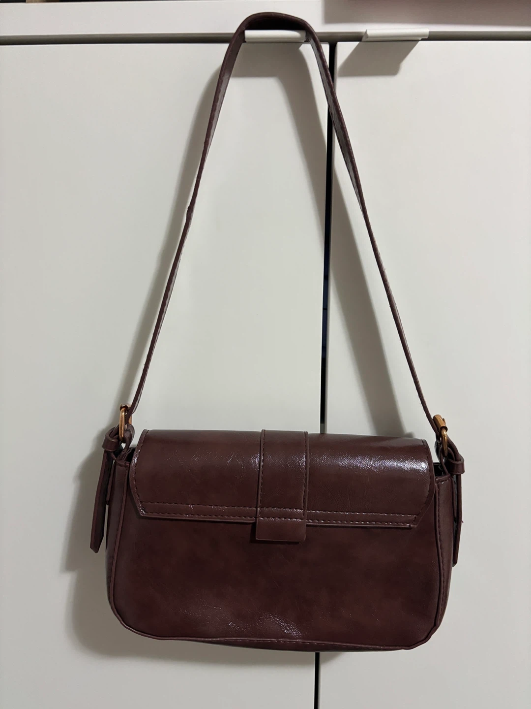 Brown Shoulder Bag with Gold Hardware - photo 2